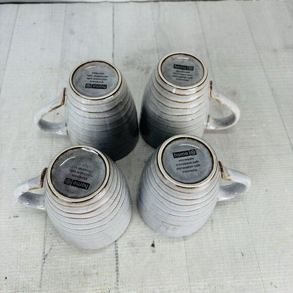 Home Target Gray Ribbed Brown Speckled Farmhouse Rustic 10oz Cups Mugs Set of 4 - Picture 8 of 16
